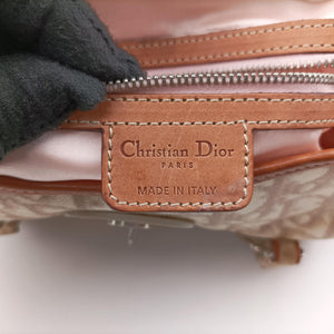 Vintage Christian Dior Romantique Trotter Beige x White xBrown PVC Coated Canvas x leather handbag | stylenewstar