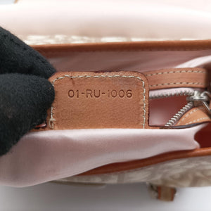 Vintage Christian Dior Romantique Trotter Beige x White xBrown PVC Coated Canvas x leather handbag | stylenewstar
