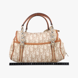 Vintage Christian Dior Romantique Trotter Beige x White xBrown PVC Coated Canvas x leather handbag | stylenewstar