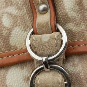 Vintage Christian Dior Romantique Trotter Beige x White xBrown PVC Coated Canvas x leather handbag | stylenewstar