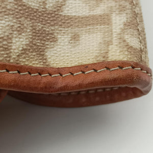 Vintage Christian Dior Romantique Trotter Beige x White xBrown PVC Coated Canvas x leather handbag | stylenewstar
