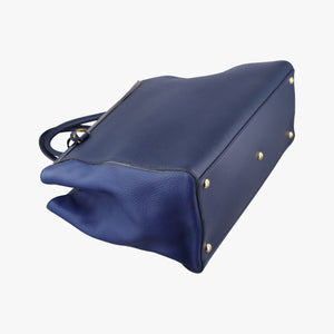 Pre-owned Fendi 2 JOURS Navy Leather 8BH250 shoulderbag | stylenewstar