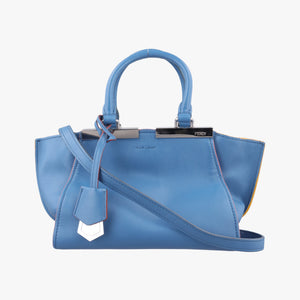 Pre-owned Fendi Petite 3Jours Blue Leather 8BH333 shoulderbag | stylenewstar