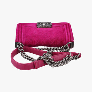 Secondhand Chanel BOY CHANEL Rose velour A67416 shoulderbag | stylenewstar