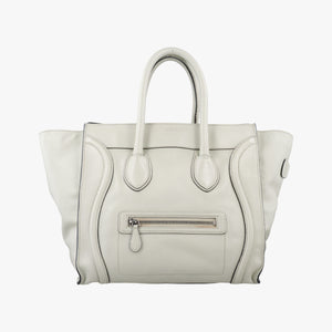 Secondhand Celine Luggage Mini Shopper Light Gray Leather handbag | stylenewstar
