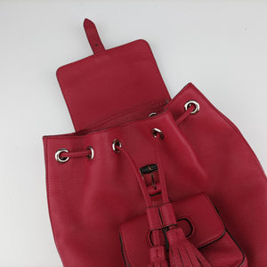 Vintage Gucci Bamboo fringe tassel Red Leather 387149 backpack/rucksack | stylenewstar