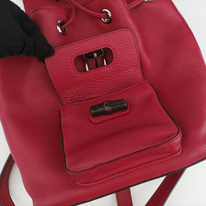 Vintage Gucci Bamboo fringe tassel Red Leather 387149 backpack/rucksack | stylenewstar