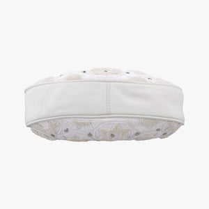 Pre-owned Chloe Bracelet White Lambskin × Beaded Embroidery handbag | stylenewstar