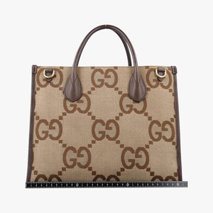Pre-owned Gucci Jumbo GG Tote Brown×Green×Red canvas×leather 703974 shoulderbag | stylenewstar