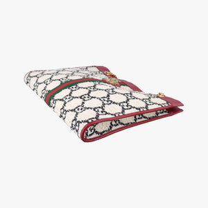 Pre-owned Gucci Rajah White×red tweed × leather 537219 shoulderbag | stylenewstar