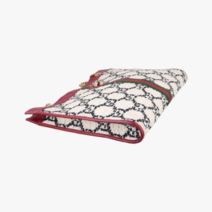 Pre-owned Gucci Rajah White×red tweed × leather 537219 shoulderbag | stylenewstar