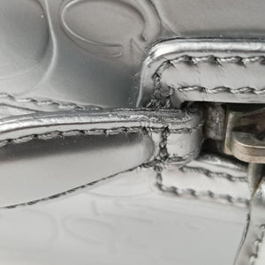 Pre-owned Christian Dior Ultimate Trotter pattern Silver Patent handbag | stylenewstar