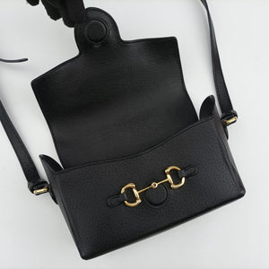 Pre-owned Gucci Horsebit 1955 Black Leather 732314 shoulderbag | stylenewstar