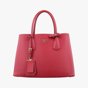 Pre-owned Prada Double Cuir Red SAFFIANO Leather B2756T handbag | stylenewstar