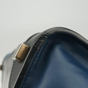 Secondhand Celine Luggage Micro shopper Blue×black Leather handbag | stylenewstar