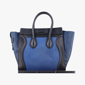 Secondhand Celine Luggage Micro shopper Blue×black Leather handbag | stylenewstar
