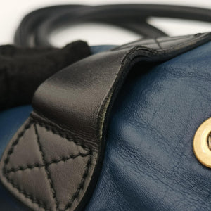 Secondhand Celine Luggage Micro shopper Blue×black Leather handbag | stylenewstar