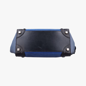 Secondhand Celine Luggage Micro shopper Blue×black Leather handbag | stylenewstar