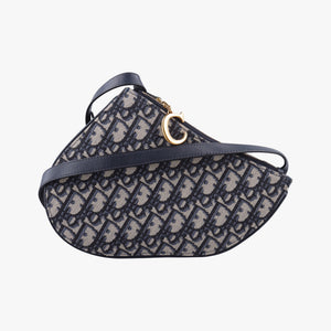 Pre-owned Christian Dior Saddle Navy×gray Jacquard shoulderbag | stylenewstar