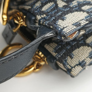 Pre-owned Christian Dior Saddle Navy×gray Jacquard shoulderbag | stylenewstar