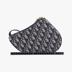 Pre-owned Christian Dior Saddle Navy×gray Jacquard shoulderbag | stylenewstar