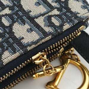 Pre-owned Christian Dior Saddle Navy×gray Jacquard shoulderbag | stylenewstar