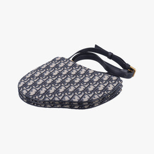 Pre-owned Christian Dior Saddle Navy×gray Jacquard shoulderbag | stylenewstar