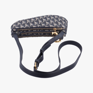 Pre-owned Christian Dior Saddle Navy×gray Jacquard shoulderbag | stylenewstar