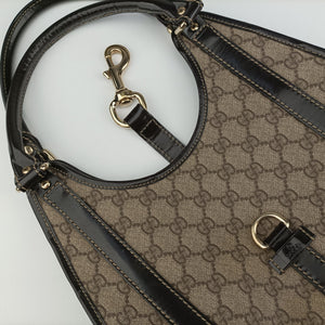 Pre-owned Gucci Jackie Brown PVC coated canvas×Leather 203495 handbag | stylenewstar