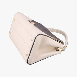 Pre-owned Louis Vuitton Double V Bag Brown × Creme Monogram Canvas × Grained Leather M54155 shoulderbag | stylenewstar