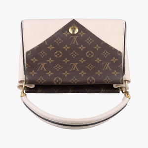 Pre-owned Louis Vuitton Double V Bag Brown × Creme Monogram Canvas × Grained Leather M54155 shoulderbag | stylenewstar