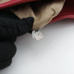 Pre-owned Prada logo jacquard khaki×red Fabric × leather shoulderbag | stylenewstar