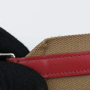 Pre-owned Prada logo jacquard khaki×red Fabric × leather shoulderbag | stylenewstar