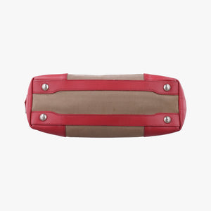 Pre-owned Prada logo jacquard khaki×red Fabric × leather shoulderbag | stylenewstar