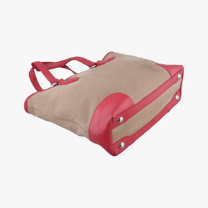 Pre-owned Prada logo jacquard khaki×red Fabric × leather shoulderbag | stylenewstar