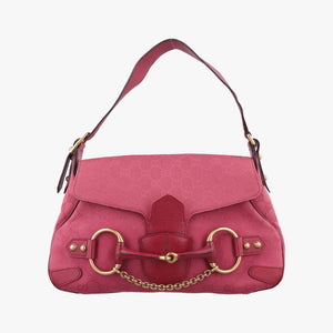 Pre-owned Gucci Horsebit Pink canvas×Leather 114915 shoulderbag | stylenewstar
