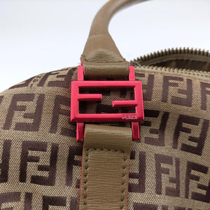 Pre-owned Fendi Zucchino Glitter Logo Multicolour canvas 8BL068 bostonbag | stylenewstar
