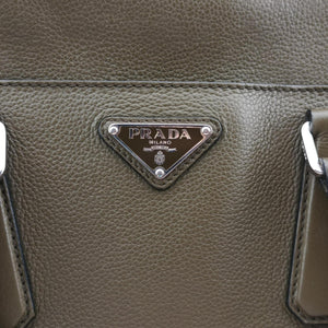 Secondhand Prada Business Briefcase Green Leather 2VE368 handbag | stylenewstar