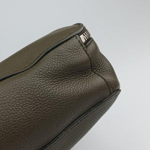 Secondhand Prada Business Briefcase Green Leather 2VE368 handbag | stylenewstar