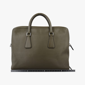 Secondhand Prada Business Briefcase Green Leather 2VE368 handbag | stylenewstar