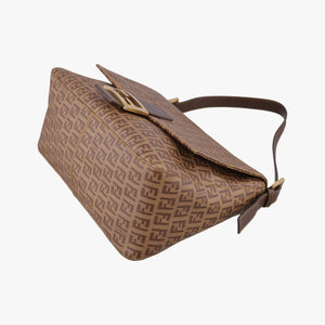 Pre-owned Fendi Baguette Zucchino Brown PVC coated canvas 8BR001 handbag | stylenewstar