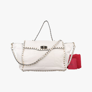 Pre-owned Valentino Rockstud White Leather shoulderbag | stylenewstar