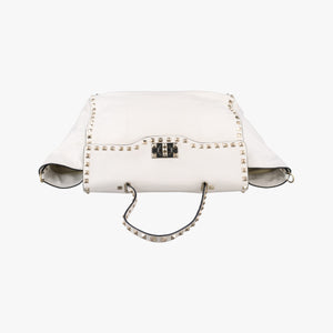Pre-owned Valentino Rockstud White Leather shoulderbag | stylenewstar