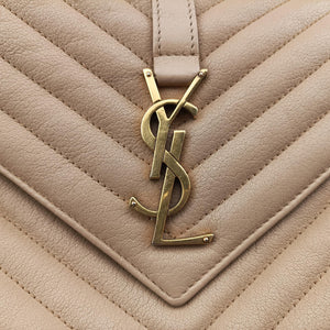Pre-owned Yves Saint Laurent COLLEGE Beige Leather 600279 shoulderbag | stylenewstar