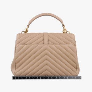 Pre-owned Yves Saint Laurent COLLEGE Beige Leather 600279 shoulderbag | stylenewstar