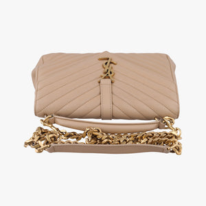 Pre-owned Yves Saint Laurent COLLEGE Beige Leather 600279 shoulderbag | stylenewstar