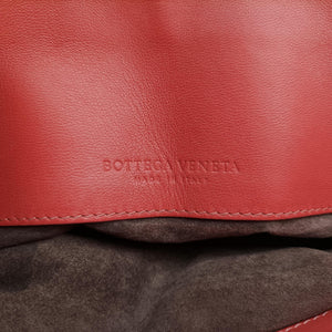 Pre-owned Bottega Veneta Intrecciato Coral red lambskin handbag | stylenewstar