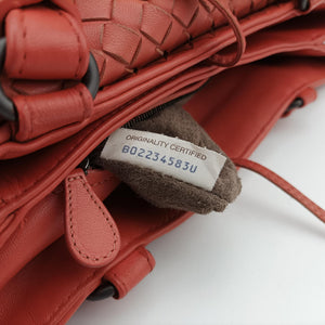Pre-owned Bottega Veneta Intrecciato Coral red lambskin handbag | stylenewstar