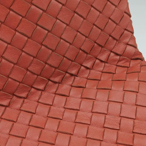 Pre-owned Bottega Veneta Intrecciato Coral red lambskin handbag | stylenewstar