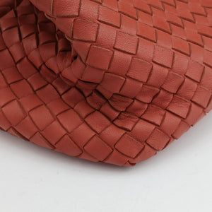 Pre-owned Bottega Veneta Intrecciato Coral red lambskin handbag | stylenewstar